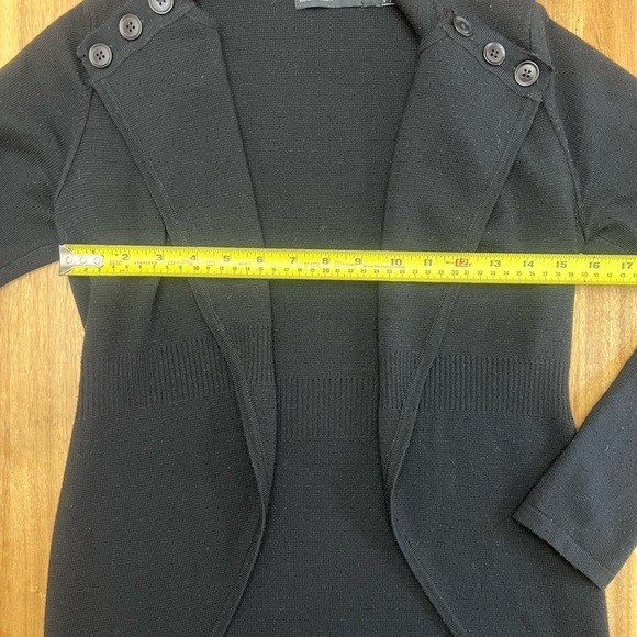 Karen Millen Open Front Button Shoulder Wool Blend Cardigan Black Sweater Sz XS - Picture 10 of 11